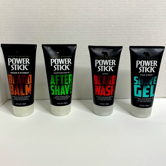 Power Stick | Men’s Shave & Skincare BUNDLE | 4 Bottles Balm Shave Wash Gel Hair - Picture 10 of 11